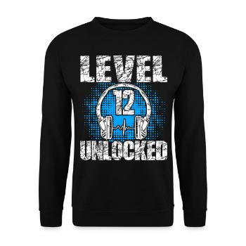 Niveau 12 Cadeau d’anniversaire débloqué 12 ans - Sweat-shirt Unisexe - noir - Devant - Alina (178cm) & Michal (187cm)