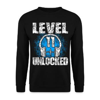Level 11 Unlocked Birthday Gift 11 years - Unisex Sweatshirt - black - Front - Alina (178cm) & Michal (187cm)