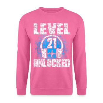 Level 21 Unlocked Geburtstagsgeschenk 21 Jahre - Unisex Pullover - Pink - Vorne