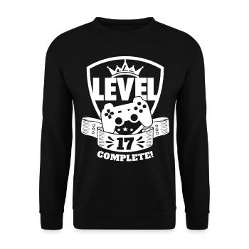 Niveau 17 Cadeau d’anniversaire complet 17 ans - Sweat-shirt Unisexe - noir - Devant - Alina (178cm) & Michal (187cm)