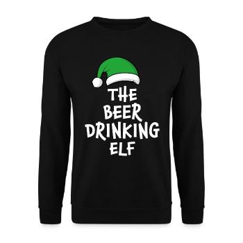 Der Bier trinkende Elf - Unisex Pullover - Schwarz - Vorne - Alina (178cm) & Michal (187cm)