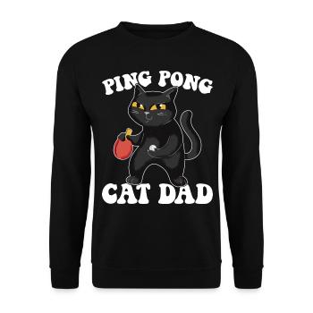 Ping Pong Cat Papa Tenue Tennis de Table Chats - Sweat-shirt Unisexe - noir - Devant - Alina (178cm) & Michal (187cm)