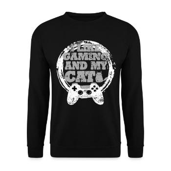 Gaming Cat Gift Idea - Unisex Sweatshirt - black - Front - Alina (178cm) & Michal (187cm)