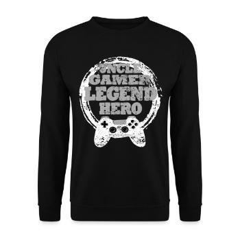 Uncle Gaming Retro Gift Idea - Unisex Sweatshirt - black - Front - Alina (178cm) & Michal (187cm)