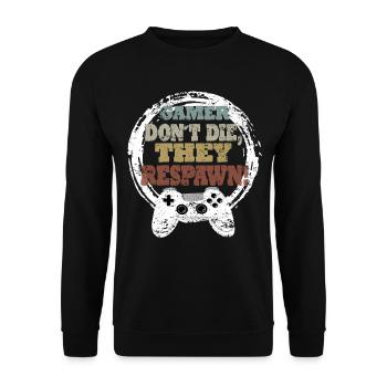Gaming Retro Geschenkidee - Unisex Pullover - Schwarz - Vorne - Alina (178cm) & Michal (187cm)