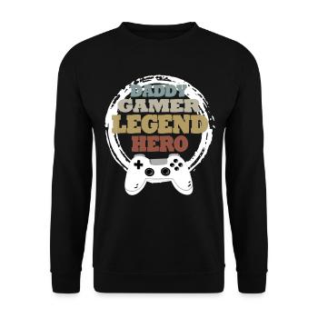 Daddy Gaming Retro Gift Idea - Unisex Sweatshirt - black - Front - Alina (178cm) & Michal (187cm)