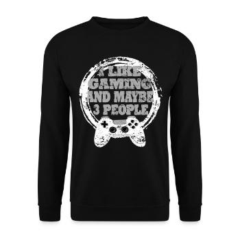 Gaming Retro Geschenkidee - Unisex Pullover - Schwarz - Vorne - Alina (178cm) & Michal (187cm)