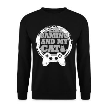 Gaming Cat Gift Idea - Unisex Sweatshirt - black - Front - Alina (178cm) & Michal (187cm)