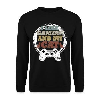 Gaming Cat Gift Idea - Unisex Sweatshirt - black - Front - Alina (178cm) & Michal (187cm)