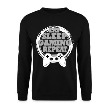 Gaming Retro Geschenkidee - Unisex Pullover - Schwarz - Vorne - Alina (178cm) & Michal (187cm)