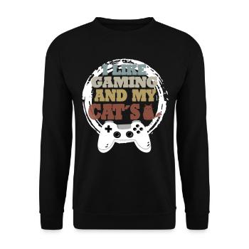 Gaming Cat Gift Idea - Unisex Sweatshirt - black - Front - Alina (178cm) & Michal (187cm)