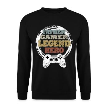 Daddy Gaming Retro Gift Idea - Unisex Sweatshirt - black - Front - Alina (178cm) & Michal (187cm)