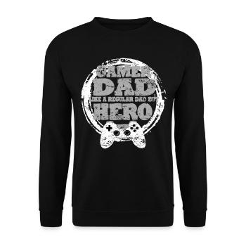 Daddy Gaming Retro Gift Idea - Unisex Sweatshirt - black - Front - Alina (178cm) & Michal (187cm)