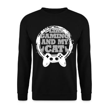 Gaming Cat Gift Idea - Unisex Sweatshirt - black - Front - Alina (178cm) & Michal (187cm)