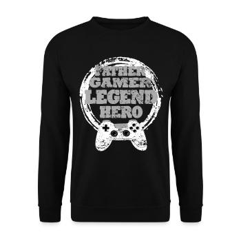 Daddy Gaming Retro Gift Idea - Unisex Sweatshirt - black - Front - Alina (178cm) & Michal (187cm)