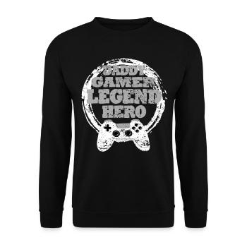 Daddy Gaming Retro Gift Idea - Unisex Sweatshirt - black - Front - Alina (178cm) & Michal (187cm)