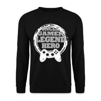 Uncle Gaming Retro Gift Idea - Unisex Sweatshirt - black - Front - Alina (178cm) & Michal (187cm)