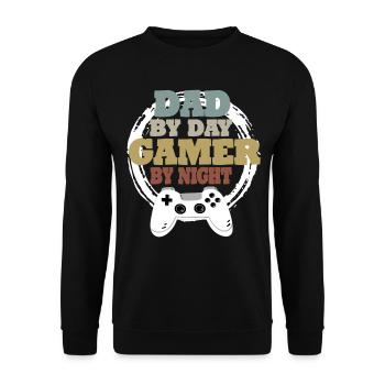 Daddy Gaming Retro Gift Idea - Unisex Sweatshirt - black - Front - Alina (178cm) & Michal (187cm)