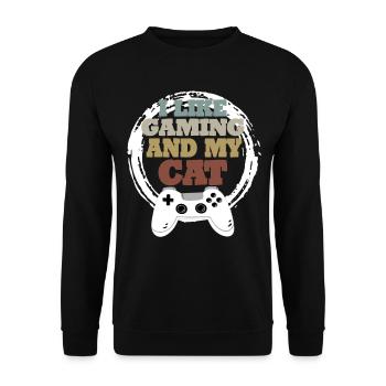 Gaming Cat Gift Idea - Unisex Sweatshirt - black - Front - Alina (178cm) & Michal (187cm)