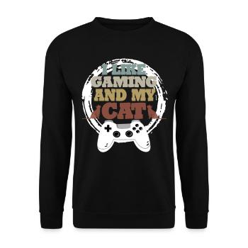 Gaming Cat Gift Idea - Unisex Sweatshirt - black - Front - Alina (178cm) & Michal (187cm)