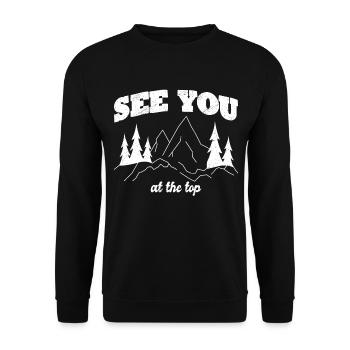 Lustiges Outdoor Outfit für Wanderer - Unisex Pullover - Schwarz - Vorne - Alina (178cm) & Michal (187cm)