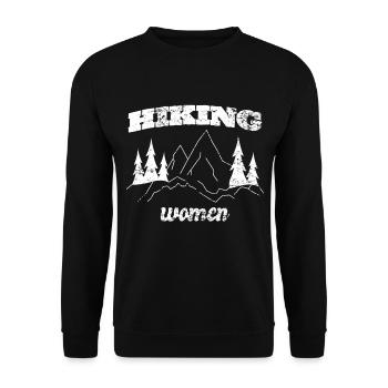 Lustiges Frauen Outdoor Outfit für Wanderer - Unisex Pullover - Schwarz - Vorne - Alina (178cm) & Michal (187cm)