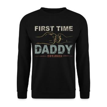 Retro Papa Outfit zum Vatertag - Unisex Pullover - Schwarz - Vorne - Alina (178cm) & Michal (187cm)