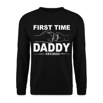 Retro Papa Outfit zum Vatertag - Unisex Pullover - Schwarz - Vorne - Alina (178cm) & Michal (187cm)