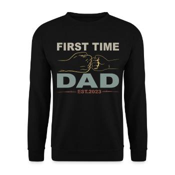 Retro Papa Outfit zum Vatertag - Unisex Pullover - Schwarz - Vorne - Alina (178cm) & Michal (187cm)
