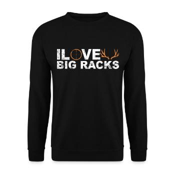 Hunter Jagt.Hirsch Idée cadeau - Sweat-shirt Unisexe - noir - Devant - Alina (178cm) & Michal (187cm)