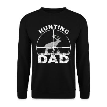 Jäger Papa Jagt.Hirsch Geschenkidee - Unisex Pullover - Schwarz - Vorne - Alina (178cm) & Michal (187cm)