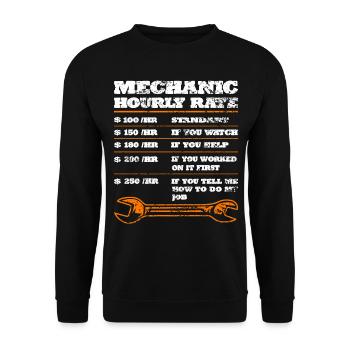Mechaniker KFZ Auto Geschenkidee - Unisex Pullover - Schwarz - Vorne - Alina (178cm) & Michal (187cm)