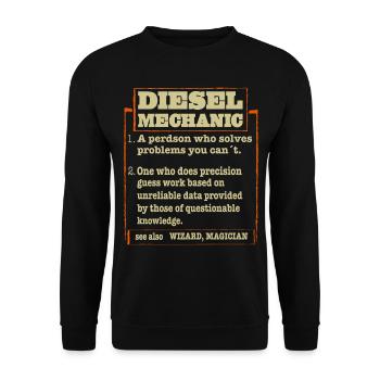 Mechaniker KFZ Auto Geschenkidee - Unisex Pullover - Schwarz - Vorne - Alina (178cm) & Michal (187cm)