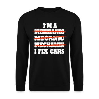 Idée cadeau de voiture mécanique - Sweat-shirt Unisexe - noir - Devant - Alina (178cm) & Michal (187cm)