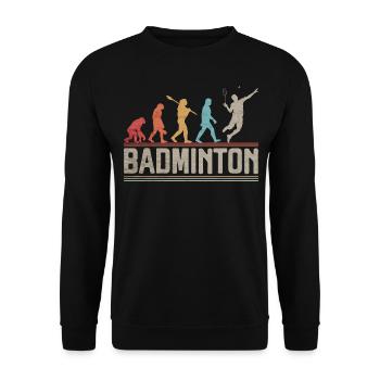 Entwicklung von Badminton Funny Shuttlecocks Birdie - Unisex Pullover - Schwarz - Vorne - Alina (178cm) & Michal (187cm)