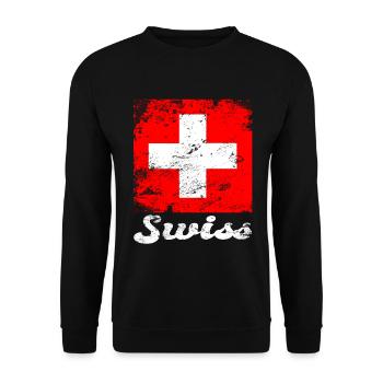 1.August Schweiz Geschenkidee T-Shirt - Unisex Pullover - Schwarz - Vorne - Alina (178cm) & Michal (187cm)