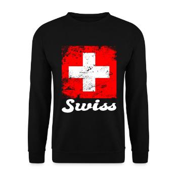 1.August Schweiz Geschenkidee T-Shirt - Unisex Pullover - Schwarz - Vorne - Alina (178cm) & Michal (187cm)