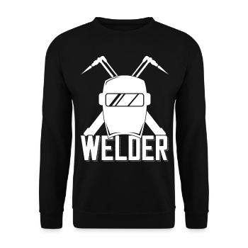 Welder helmet outfit for proud metalworkers - Unisex Sweatshirt - black - Front - Alina (178cm) & Michal (187cm)