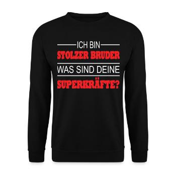 Bruder Geschenkidee Geschwister - Unisex Pullover - Schwarz - Vorne - Alina (178cm) & Michal (187cm)