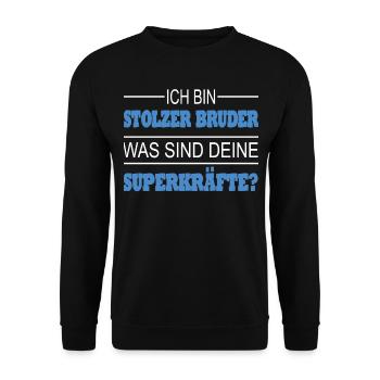 Bruder Geschenkidee Geschwister - Unisex Pullover - Schwarz - Vorne - Alina (178cm) & Michal (187cm)