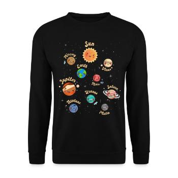 Système solaire Planètes Espace Enfants Connaissances - Sweat-shirt Unisexe - noir - Devant - Alina (178cm) & Michal (187cm)