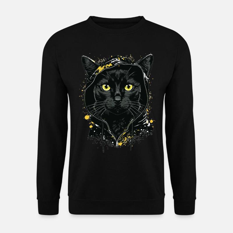 Katzenkopf Schwarze Katze Bombay Happy Cat Katzen - Unisex Pullover - Schwarz