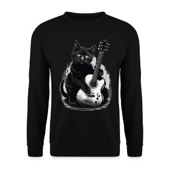 Musician Black Cat Guitarist Bombay Cats - Unisex Sweatshirt - black - Front - Alina (178cm) & Michal (187cm)