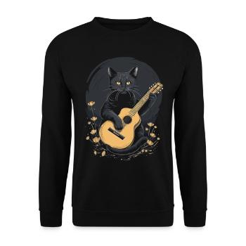 Musician Black Cat Guitarist Bombay Cats - Unisex Sweatshirt - black - Front - Alina (178cm) & Michal (187cm)
