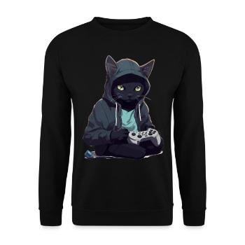 Gamer Black Cat Gaming Bombay Cats Gambler - Sweat-shirt Unisexe - noir - Devant - Alina (178cm) & Michal (187cm)