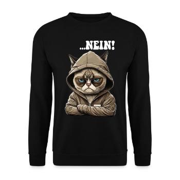 Nein! Neinsager - Mitarbeiter Arbeitskollegen - Unisex Pullover - Schwarz - Vorne - Alina (178cm) & Michal (187cm)