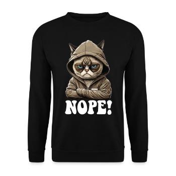 Nope! Neinsager - Mitarbeiter Arbeitskollegen - Unisex Pullover - Schwarz - Vorne - Alina (178cm) & Michal (187cm)