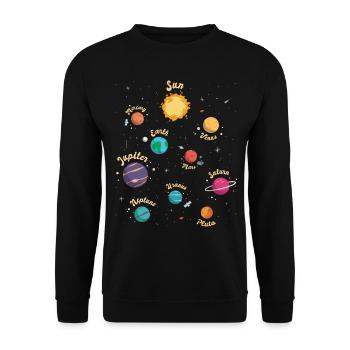 Connaissances spatiales sur les planètes du système solaire pour les enfants - Sweat-shirt Unisexe - noir - Devant - Alina (178cm) & Michal (187cm)