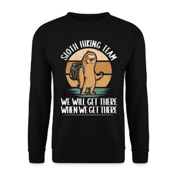 Herzschlag Bergsteiger mit Hund Wanderer Berg - Unisex Pullover - Schwarz - Vorne - Alina (178cm) & Michal (187cm)