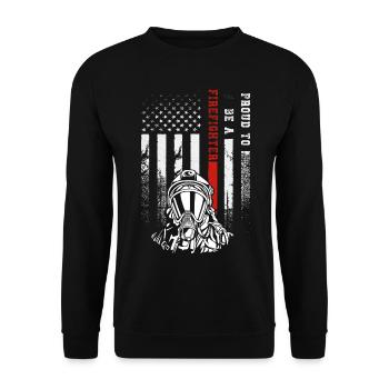 Proud To Be A Firefighter Outfit Feuerwehrmann - Unisex Sweatshirt - black - Front - Alina (178cm) & Michal (187cm)